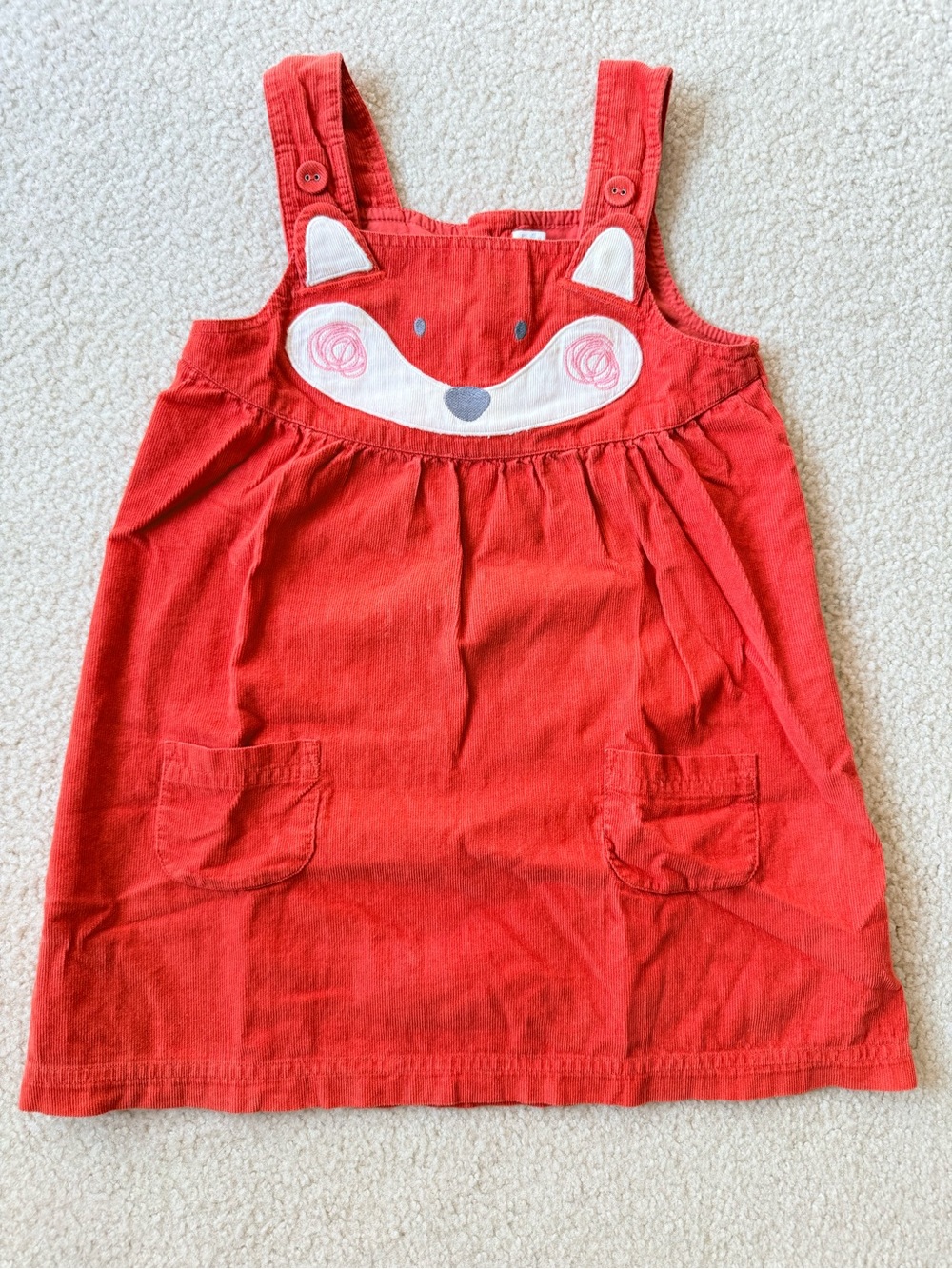 JoJo Maman Bebe Brick Red Fox Pinafore Dress